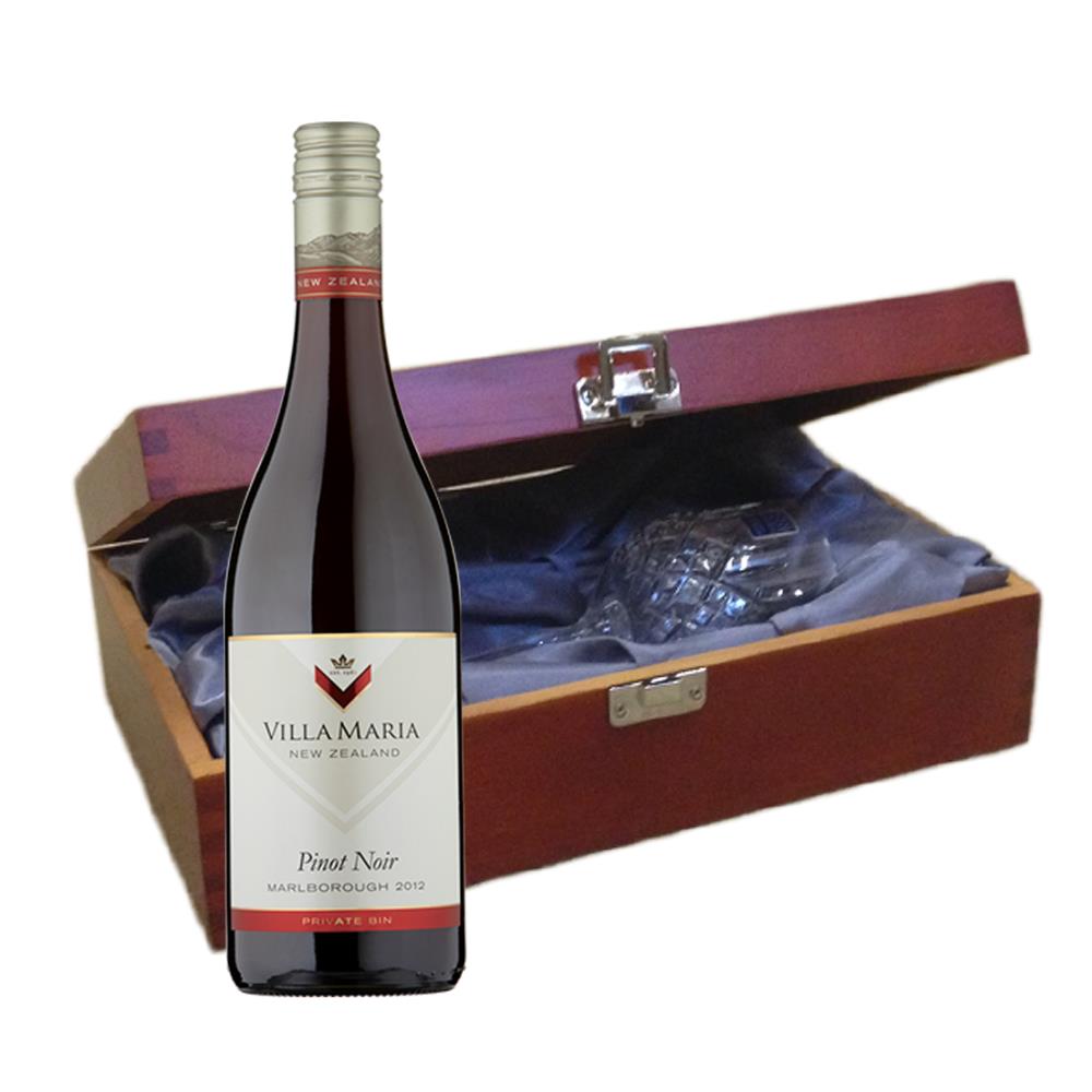 Villa Maria Pinot Noir Private Bin 75cl In Luxury Box With Royal Scot Wine Glass